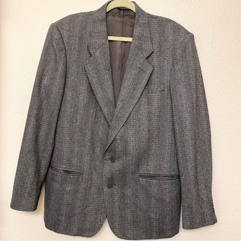 TJW Mervyns vintage tweed suit jacket gray sports coat blazer-42R